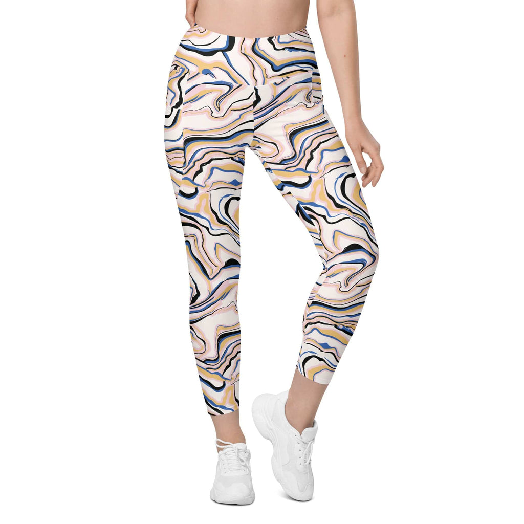 Peachy Marble Leggings With Pockets