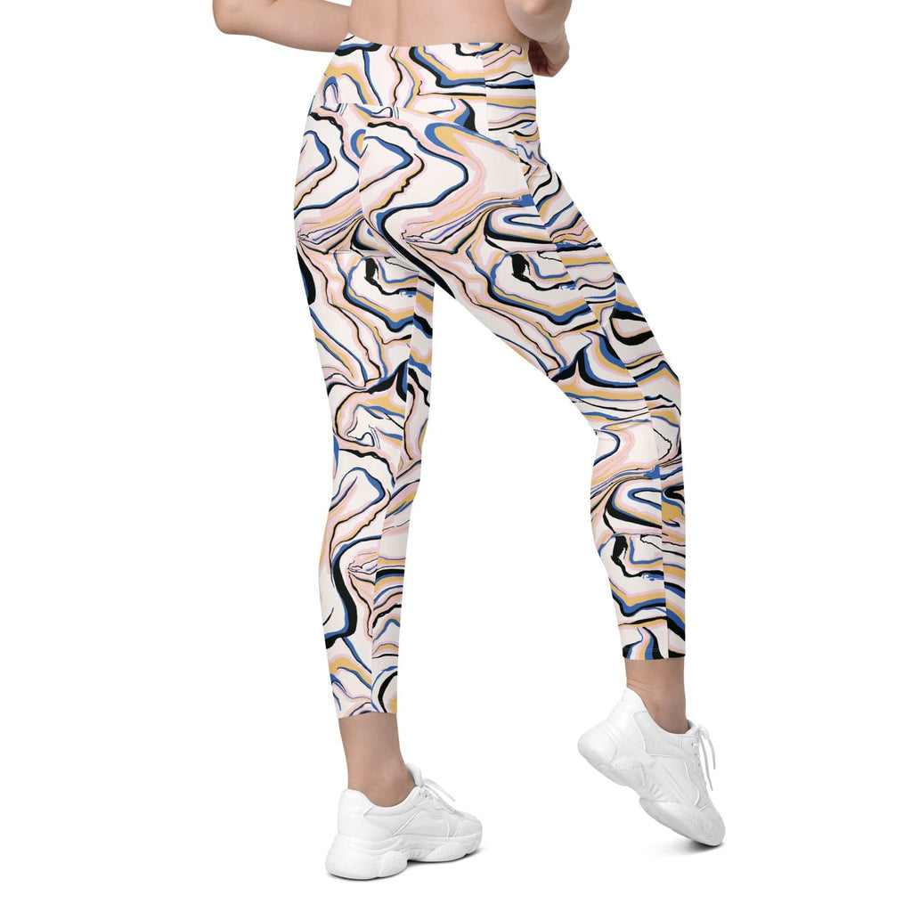 Peachy Marble Leggings With Pockets