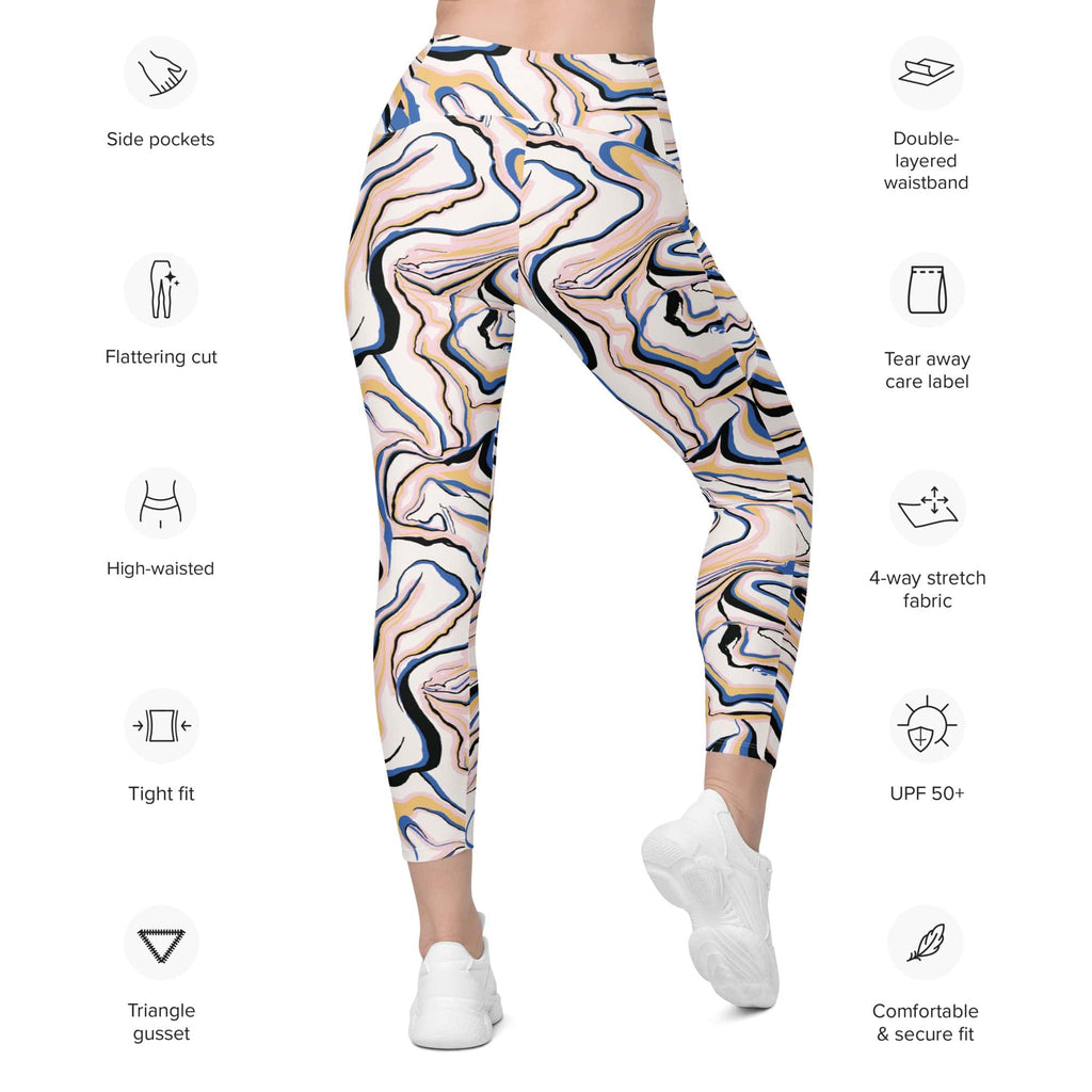 Peachy Marble Leggings With Pockets