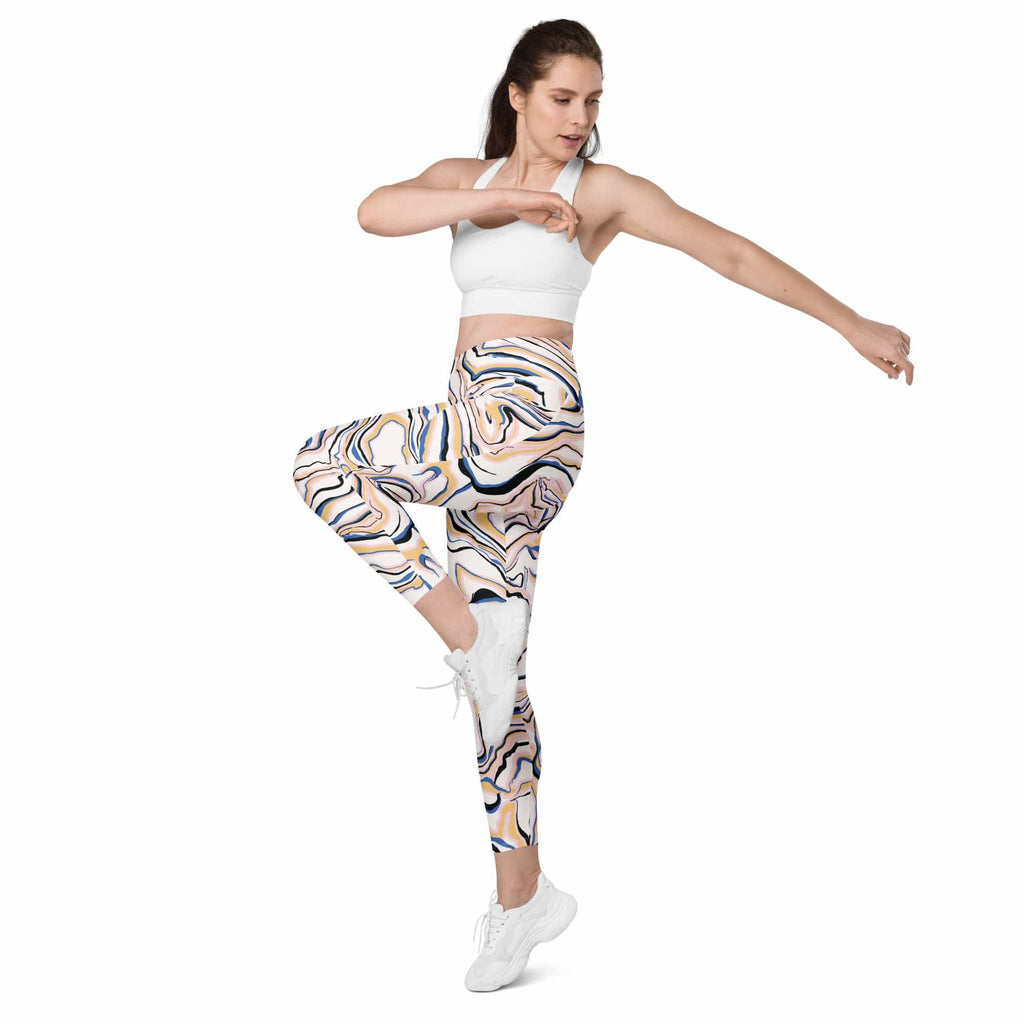 Peachy Marble Leggings With Pockets