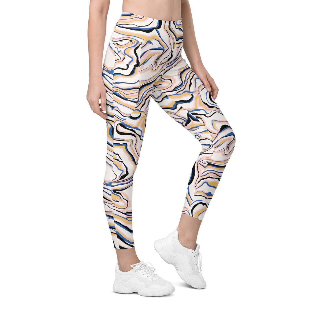 Peachy Marble Leggings With Pockets