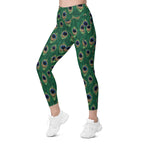Peacock Print Leggings With Pockets