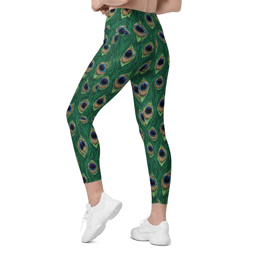 Peacock Print Leggings With Pockets