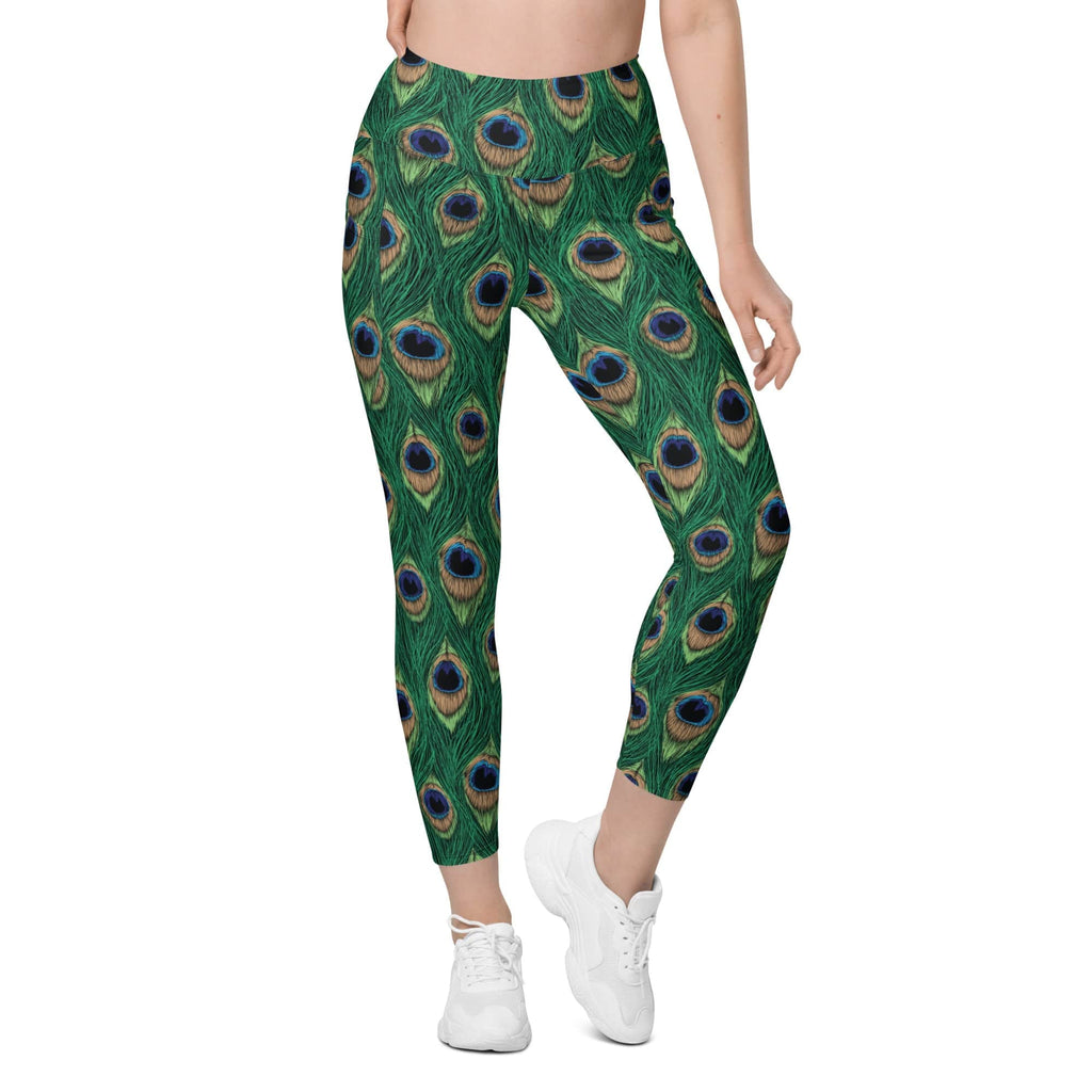 Peacock Print Leggings With Pockets
