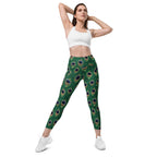Peacock Print Leggings With Pockets