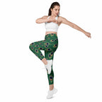 Peacock Print Leggings With Pockets