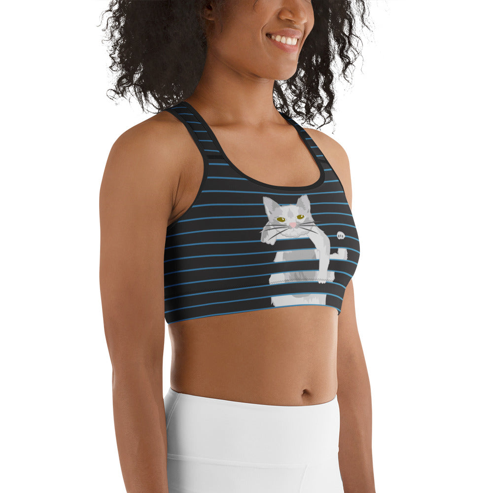 Peek A Boo Cat Sports Bra