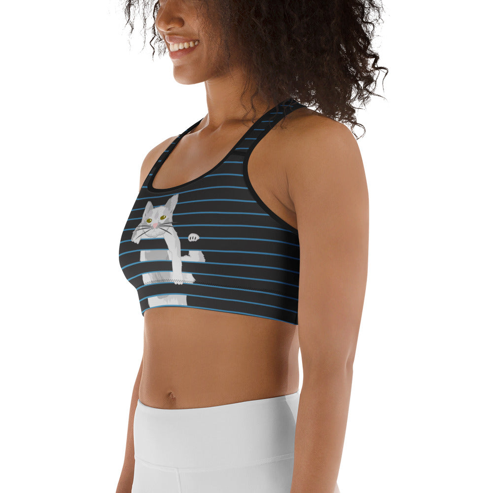 Peek A Boo Cat Sports Bra