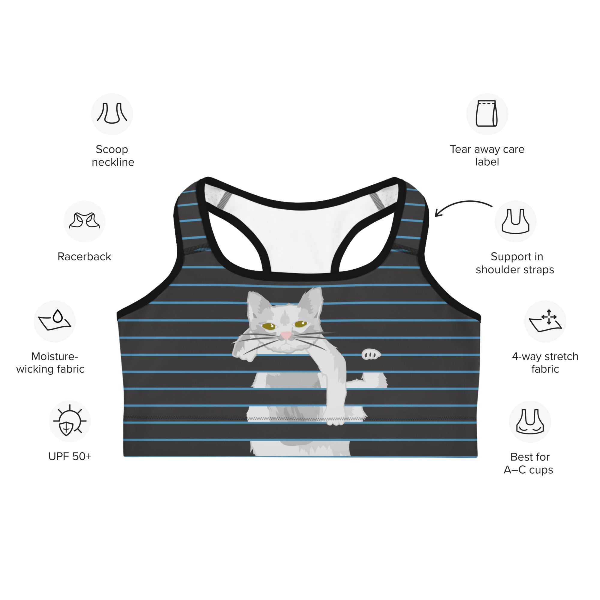 Peek A Boo Cat Sports Bra