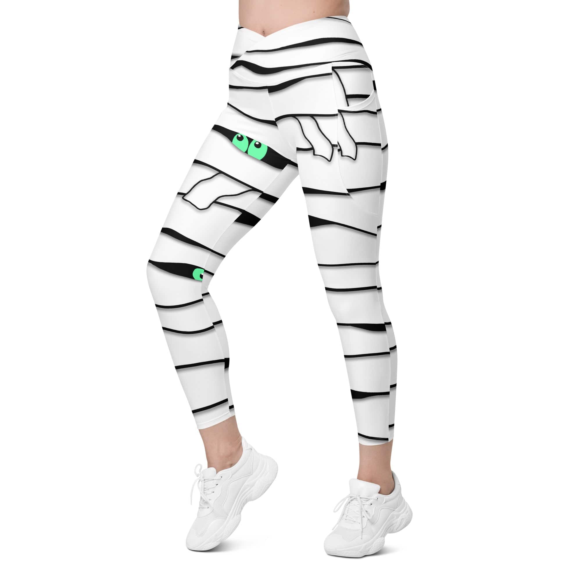 Peek-a-Boo Mummy Crossover Leggings With Pockets