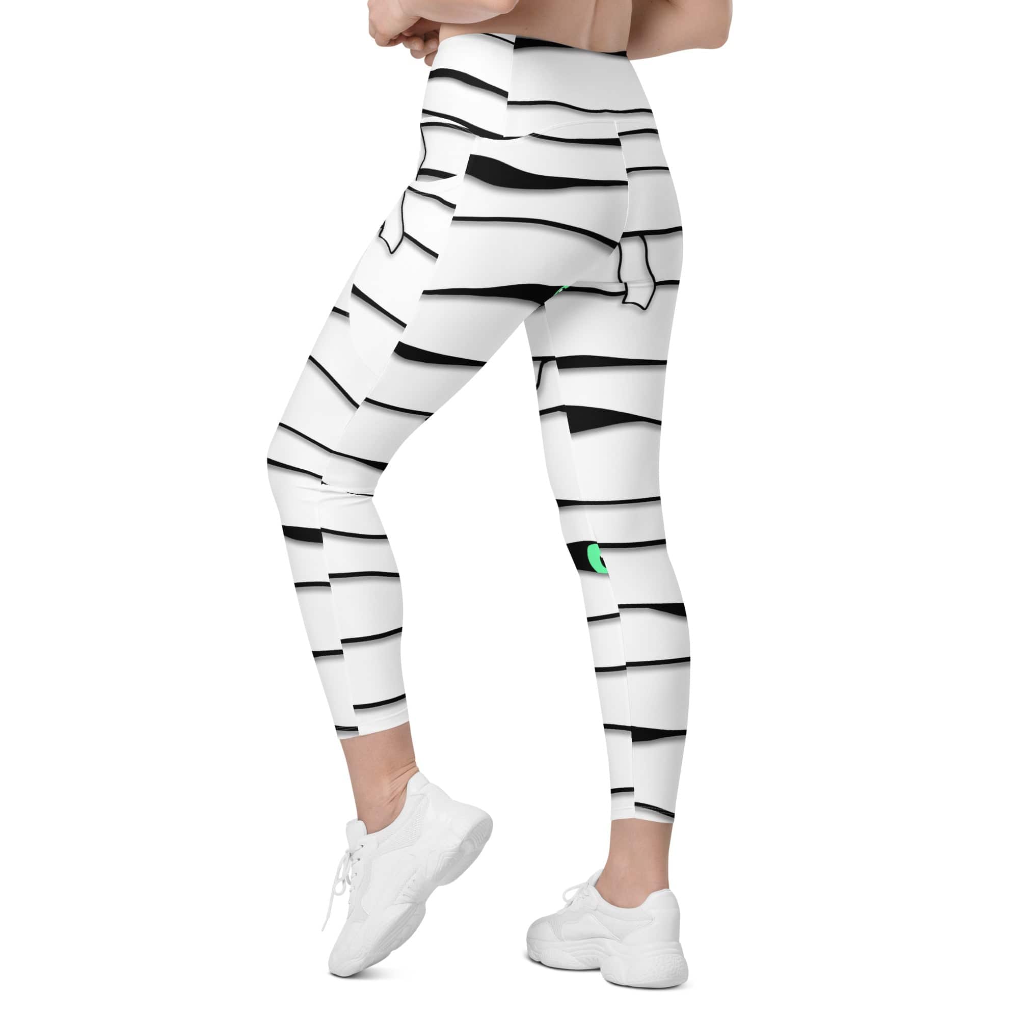 Peek-a-Boo Mummy Crossover Leggings With Pockets