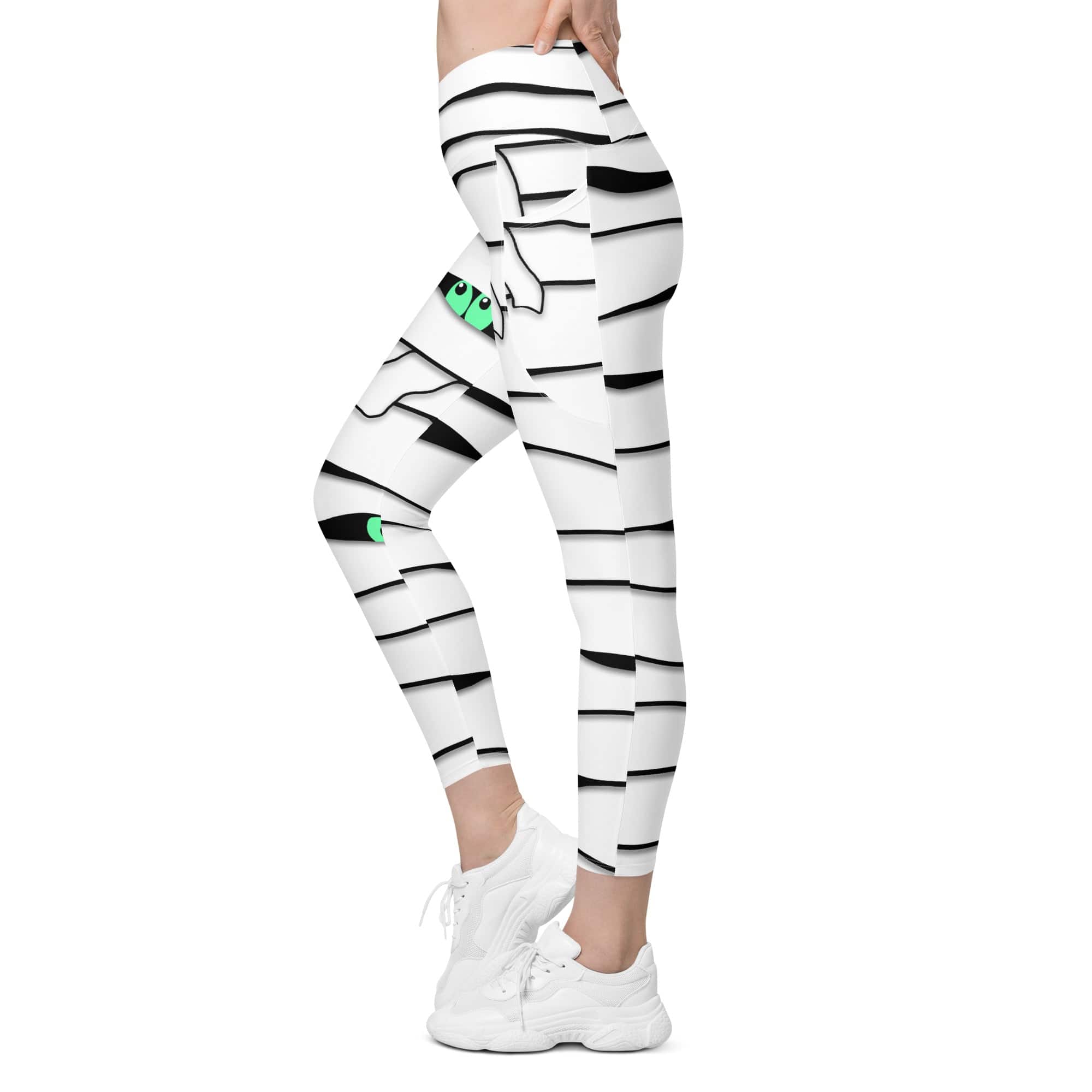 Peek-a-Boo Mummy Crossover Leggings With Pockets