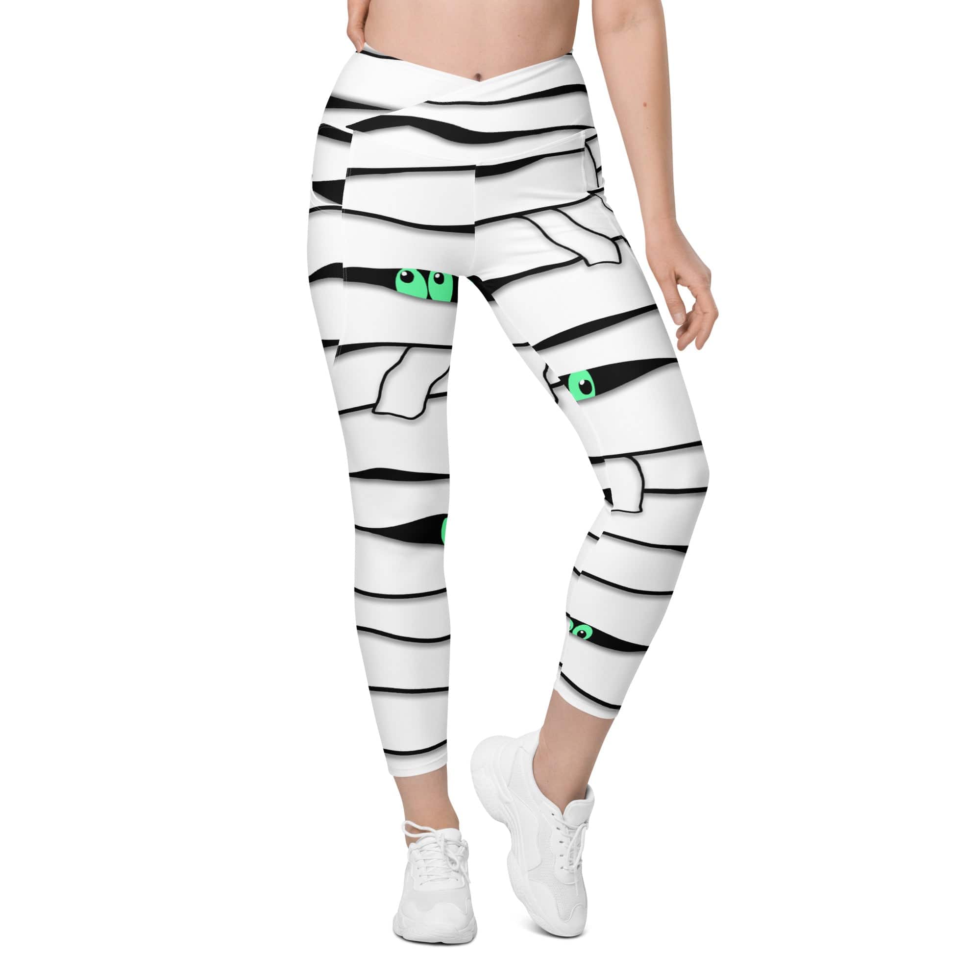 Peek-a-Boo Mummy Crossover Leggings With Pockets