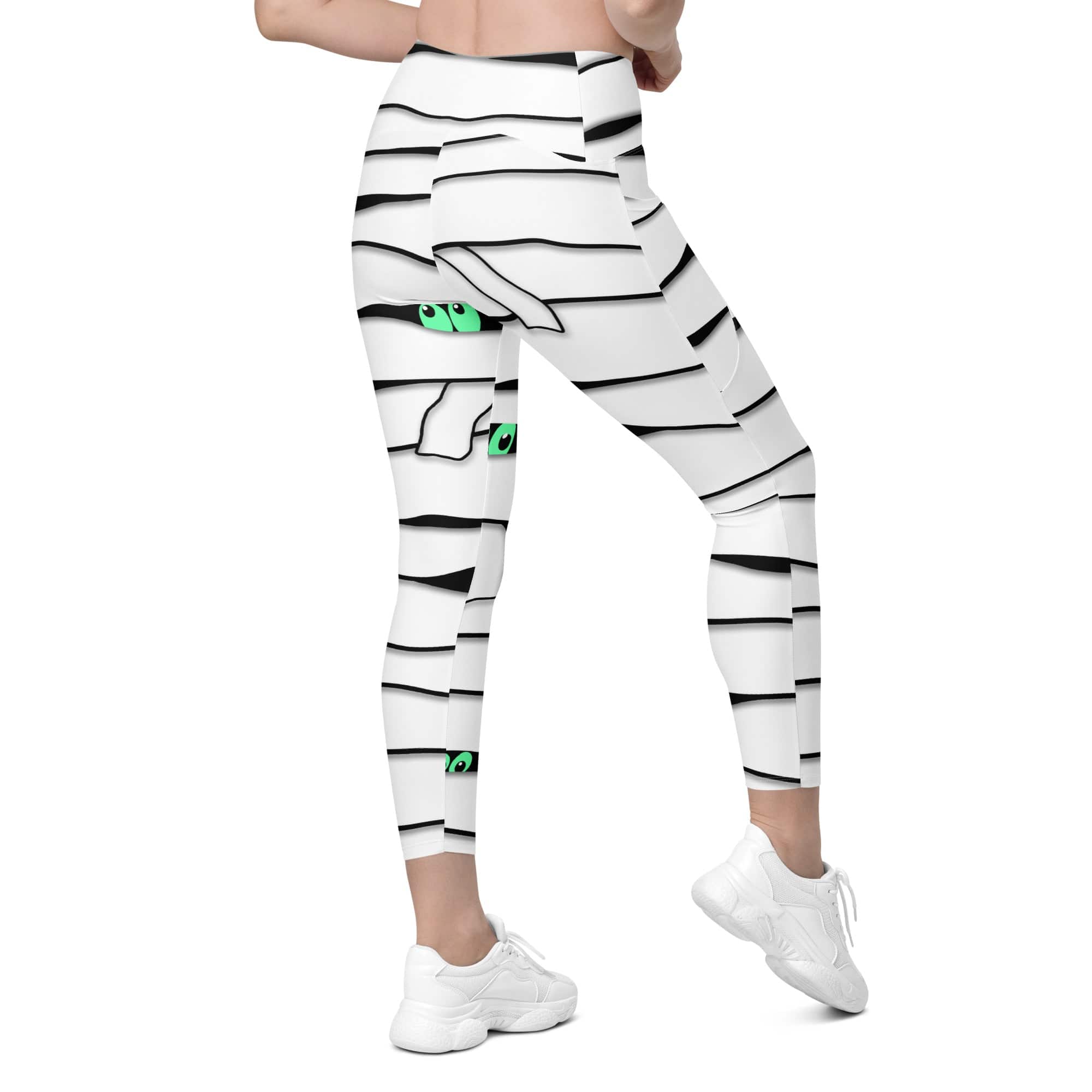 Peek-a-Boo Mummy Crossover Leggings With Pockets