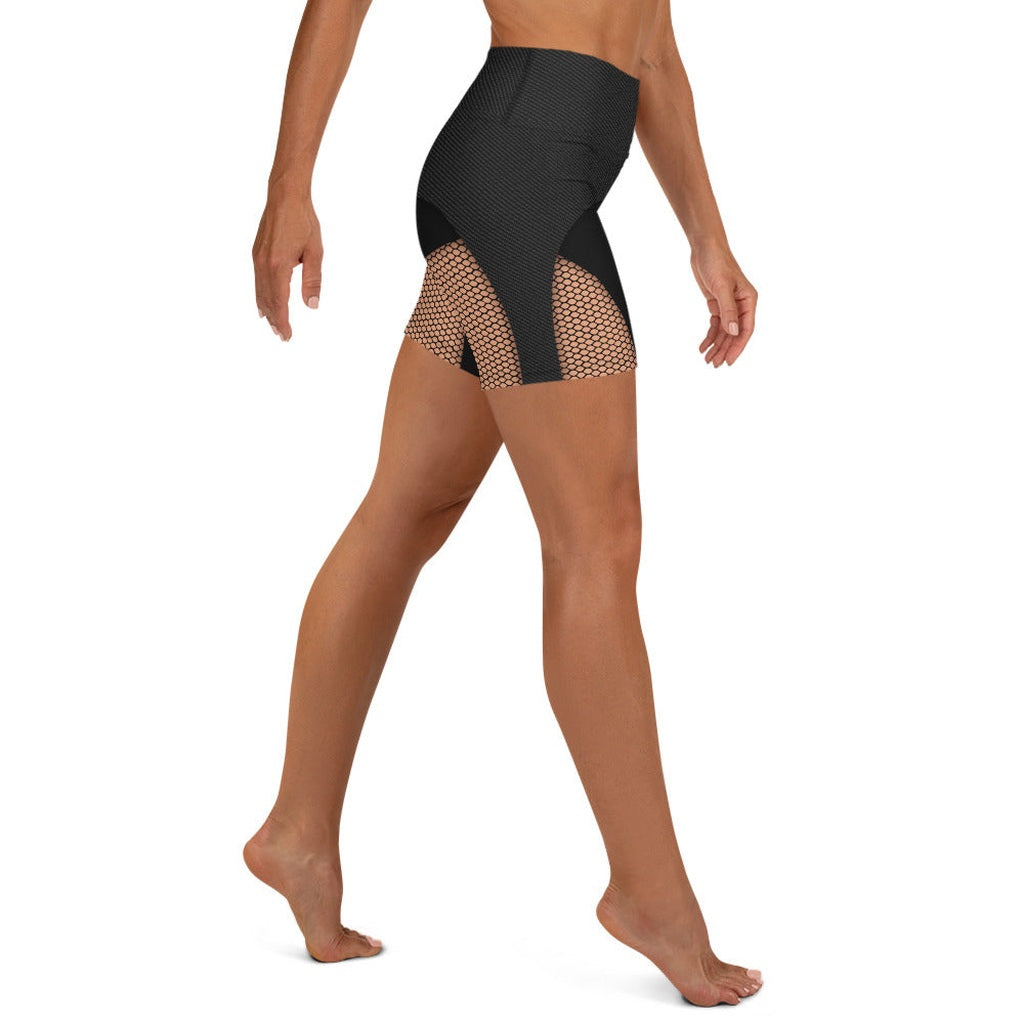 Pin Up Mesh Print Yoga Shorts