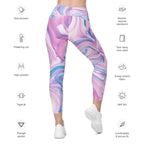 Pink & Blue Marble Leggings With Pockets