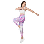 Pink & Blue Marble Leggings With Pockets