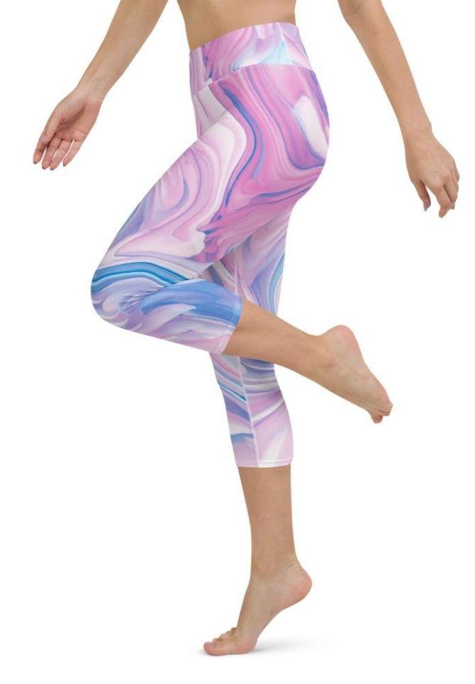 Pink & Blue Marble Yoga Capris