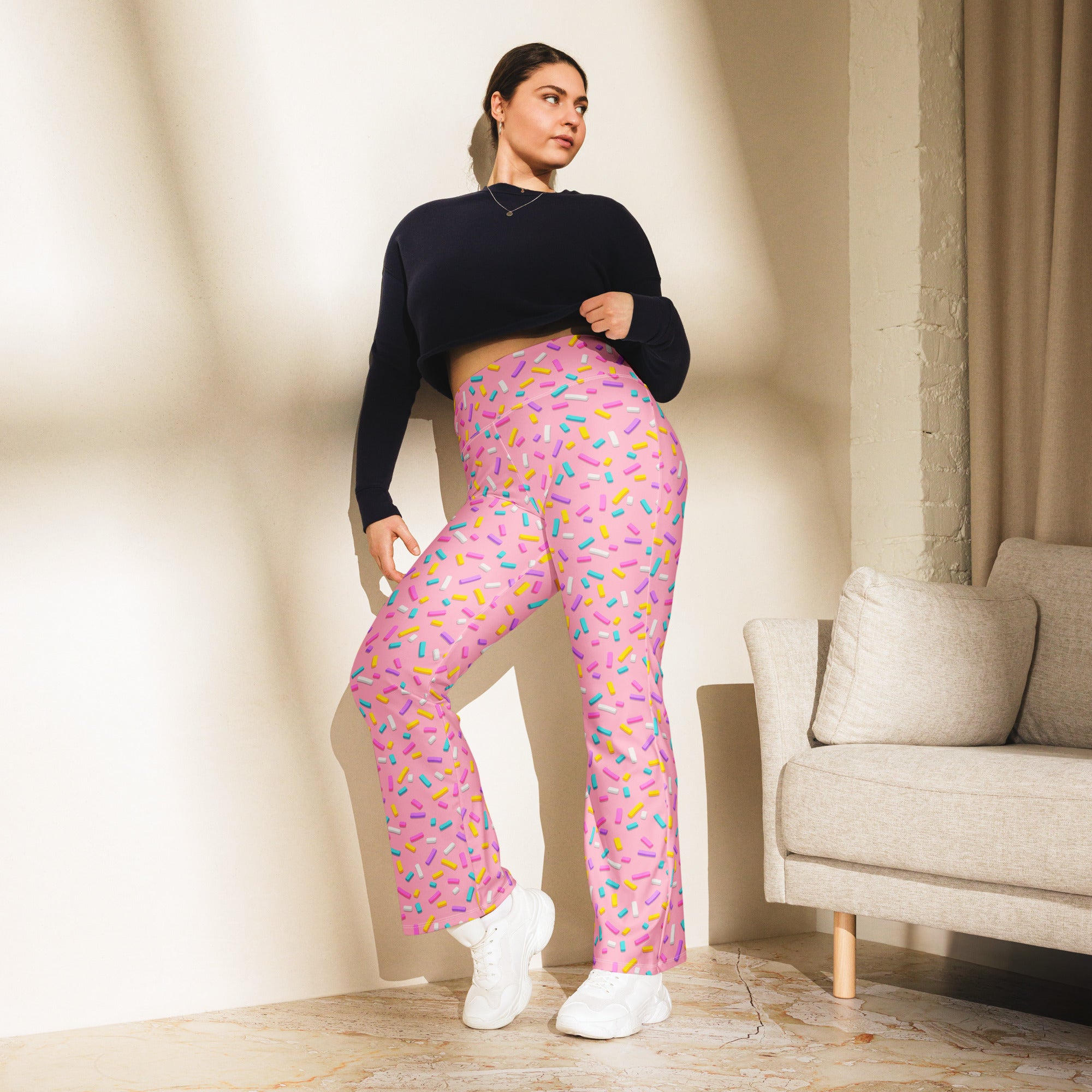 Pink Doughnut Glaze Flare Leggings