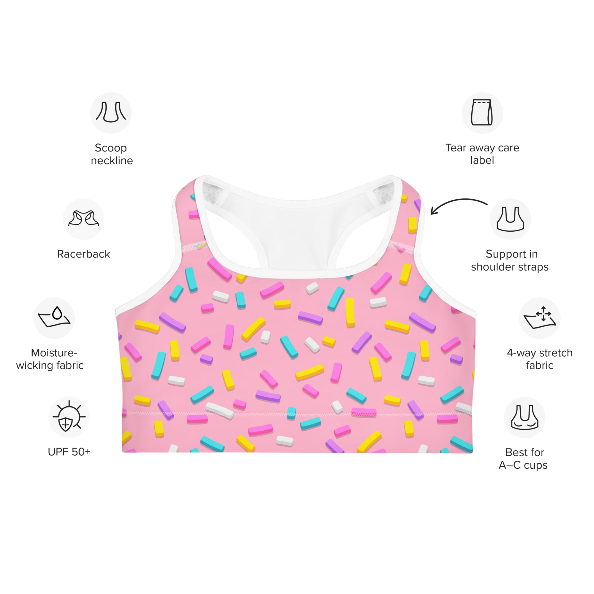 Pink Doughnut Glaze Sports Bra