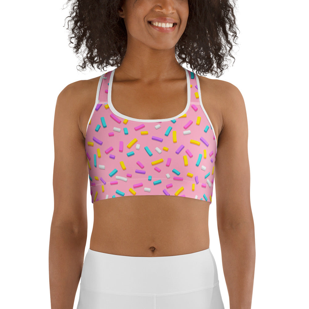 Pink Doughnut Glaze Sports Bra