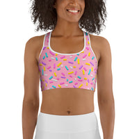 Pink Doughnut Glaze Sports Bra