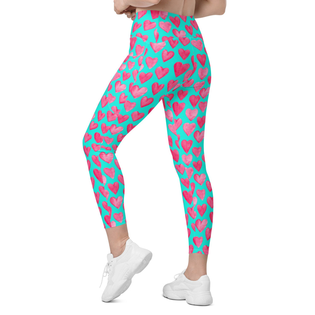 Pink Hearts Leggings with Pockets