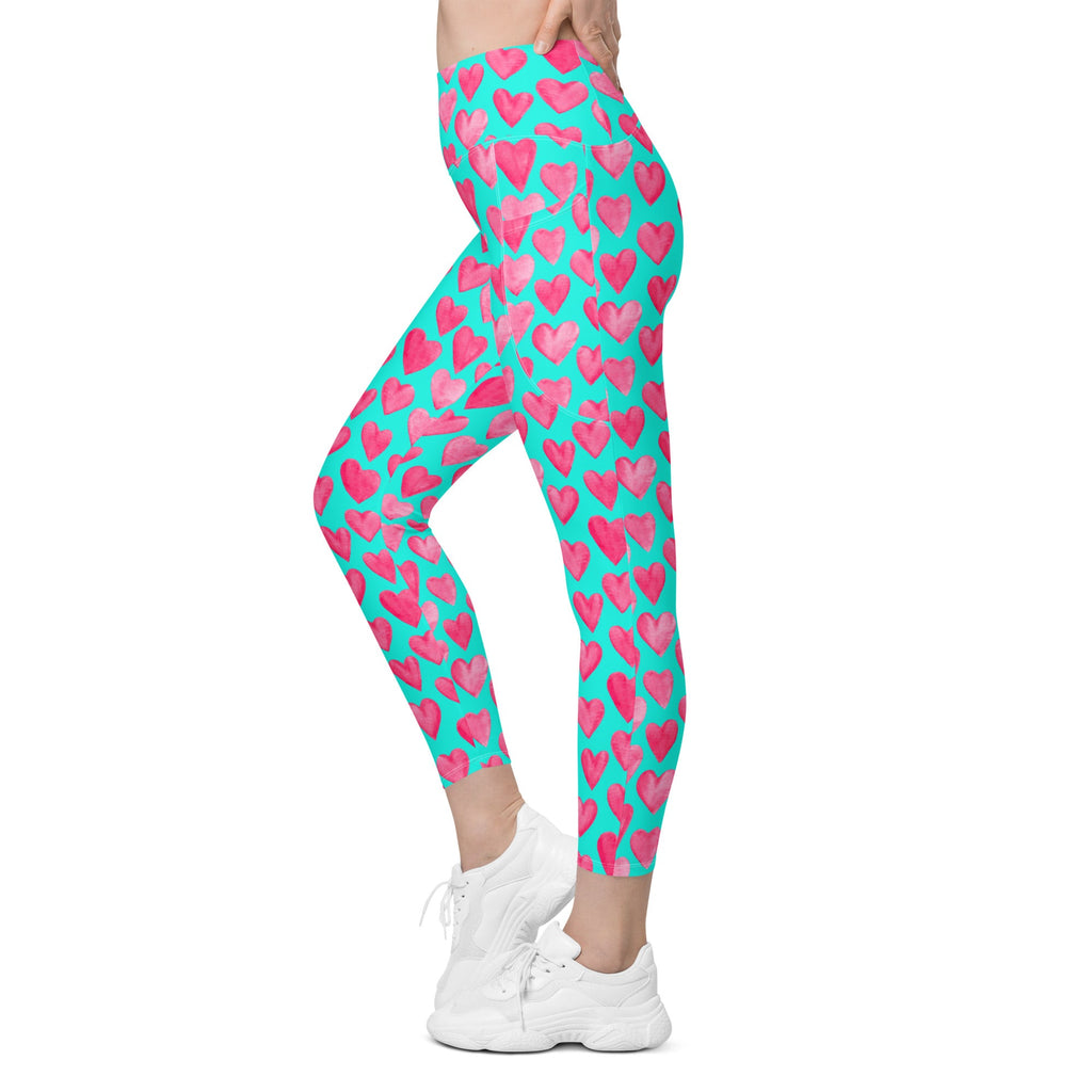 Pink Hearts Leggings with Pockets