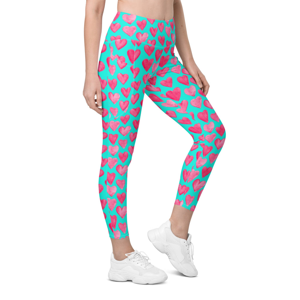 Pink Hearts Leggings with Pockets