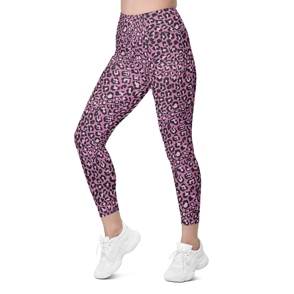 Pink Leopard Leggings With Pockets