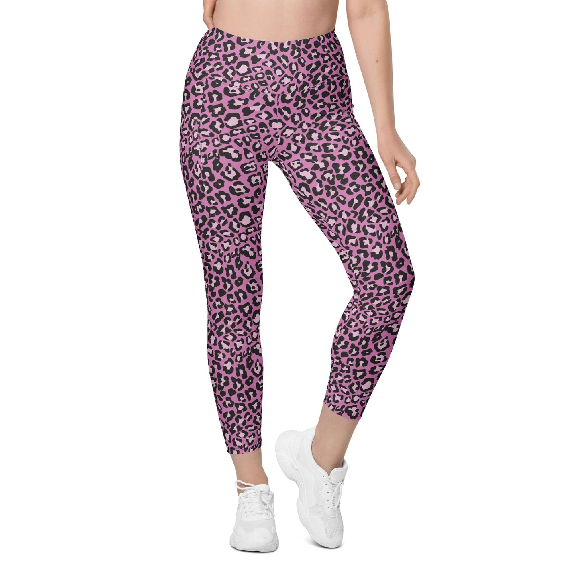 Pink Leopard Leggings With Pockets