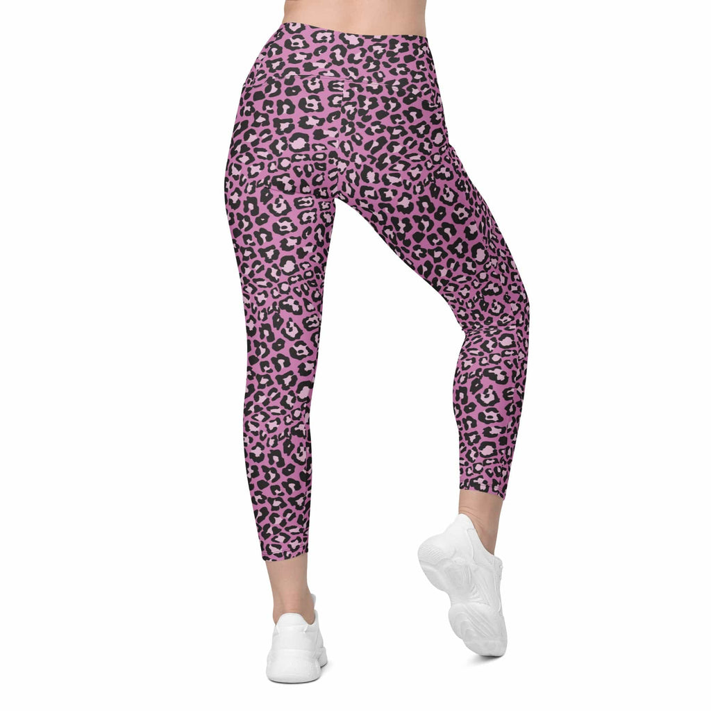 Pink Leopard Leggings With Pockets