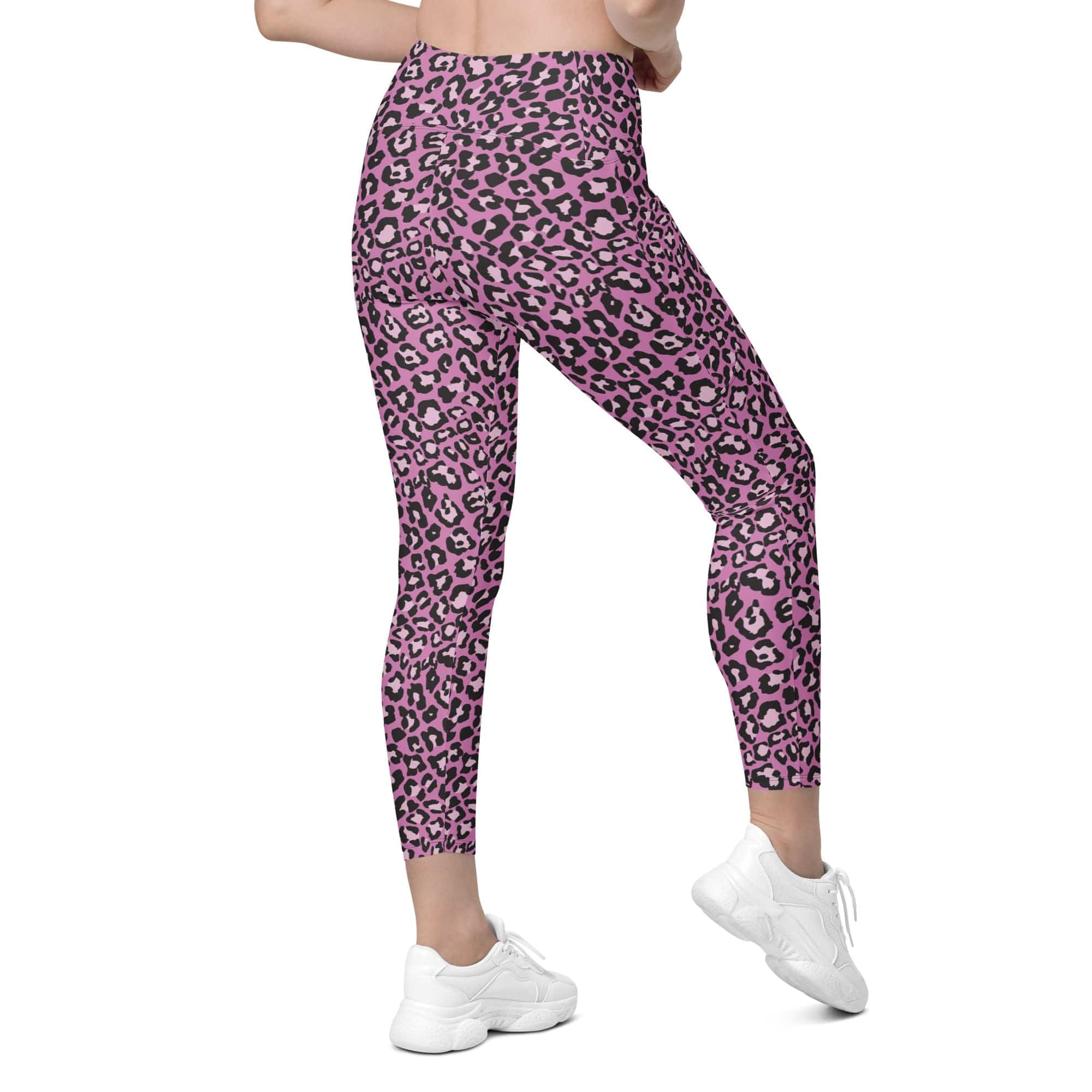Pink Leopard Leggings With Pockets