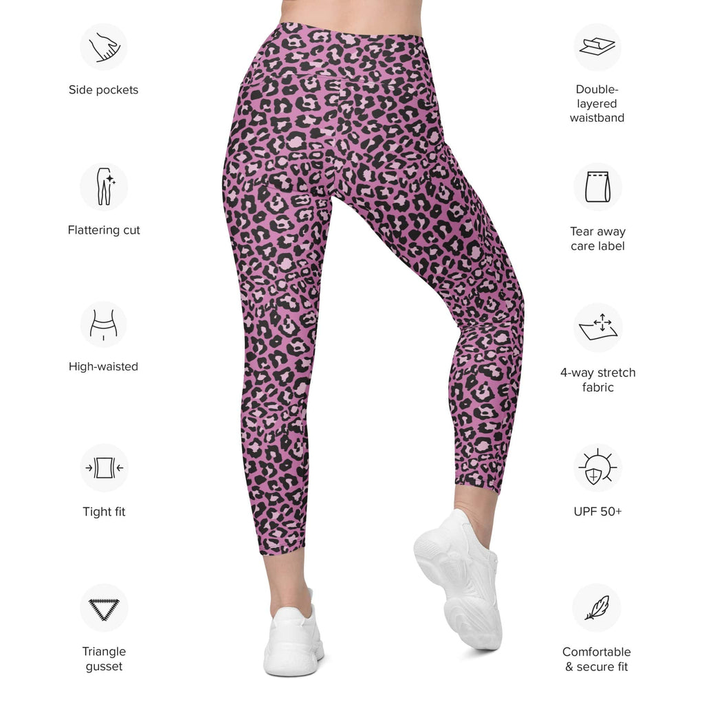 Pink Leopard Leggings With Pockets