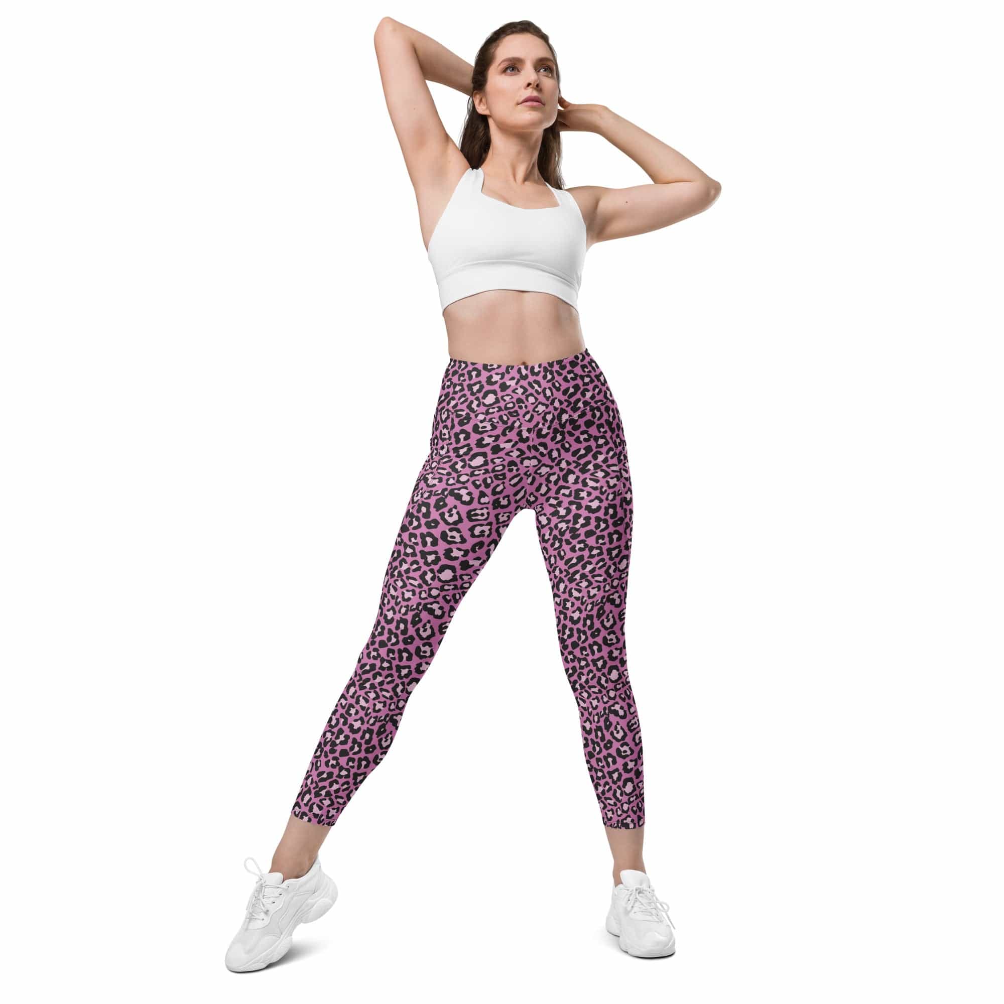 Pink Leopard Leggings With Pockets