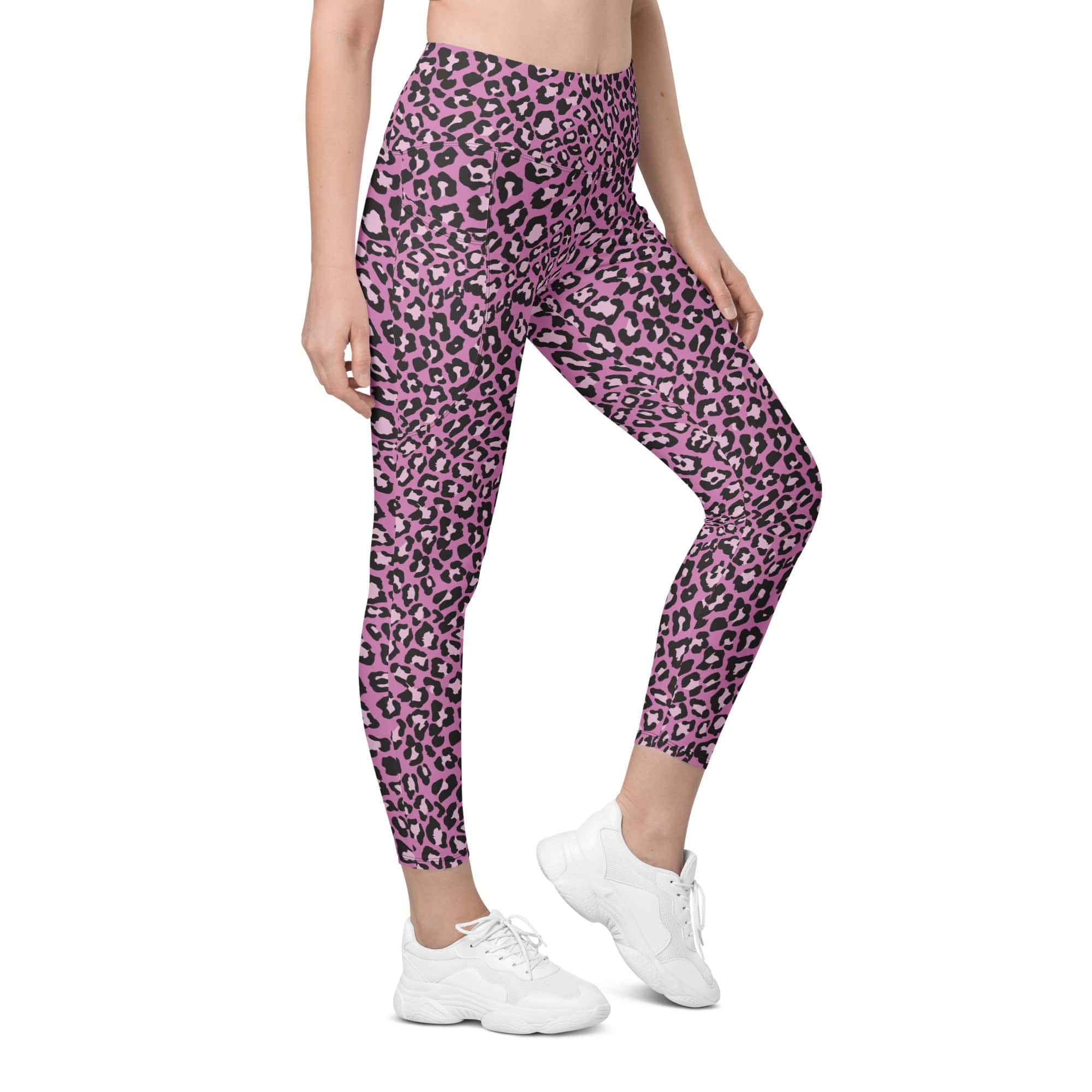 Pink Leopard Leggings With Pockets