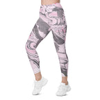 Pink Marble Leggings With Pockets