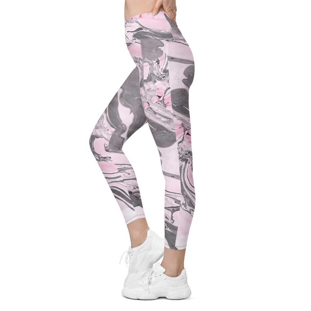 Pink Marble Leggings With Pockets
