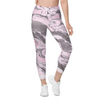 Pink Marble Leggings With Pockets
