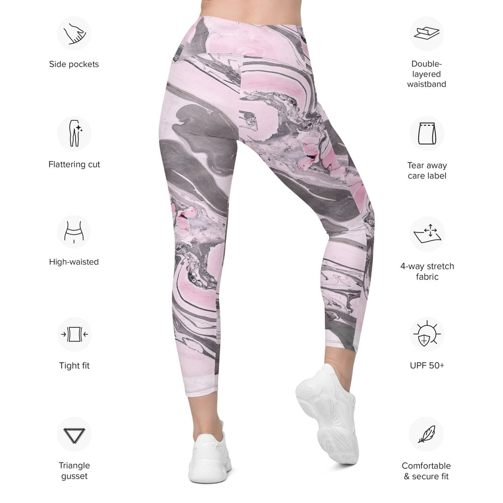 Pink Marble Leggings With Pockets