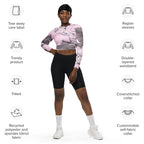 Pink Marble Recycled Long-sleeve Crop Top
