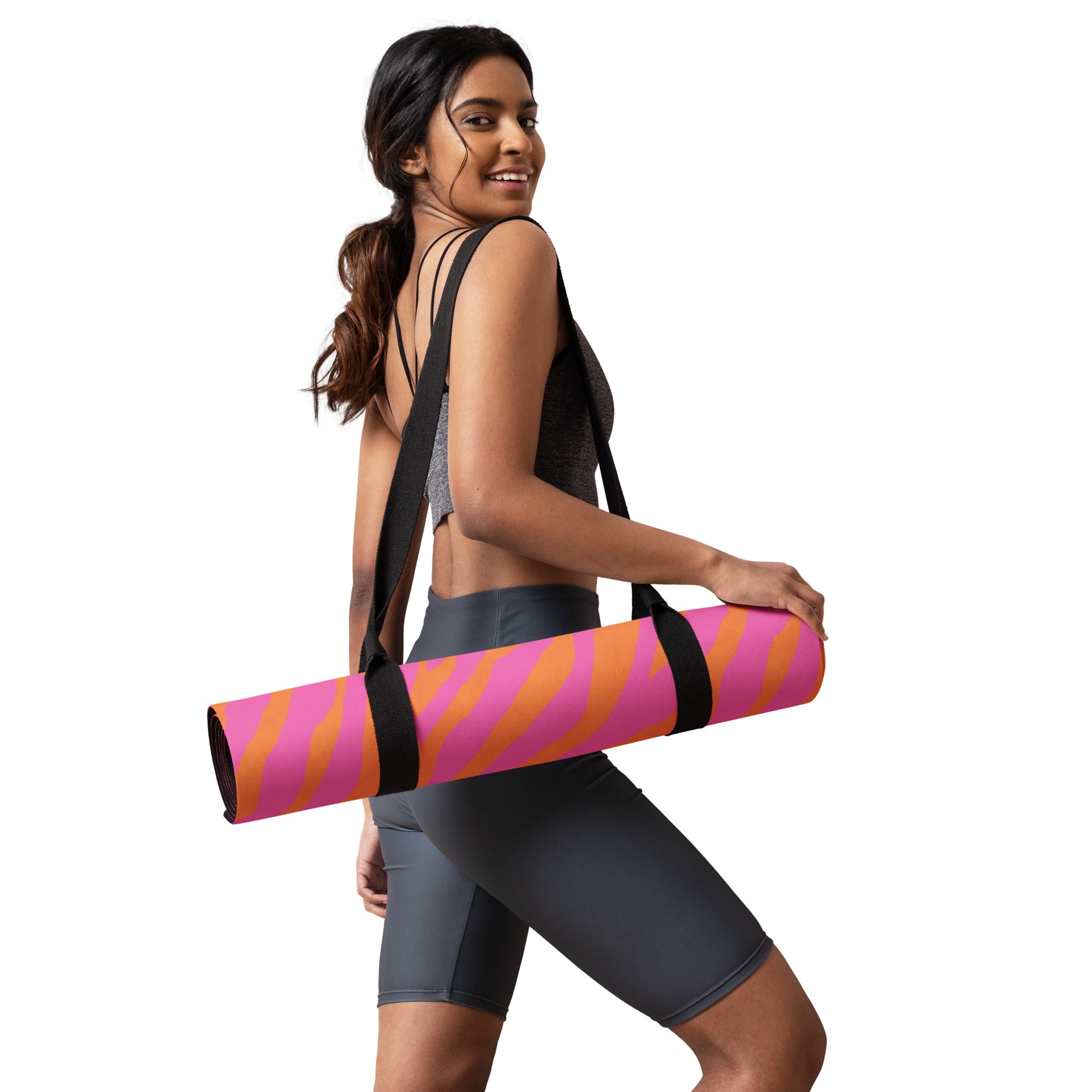 Pink & Orange Zebra Yoga Mat