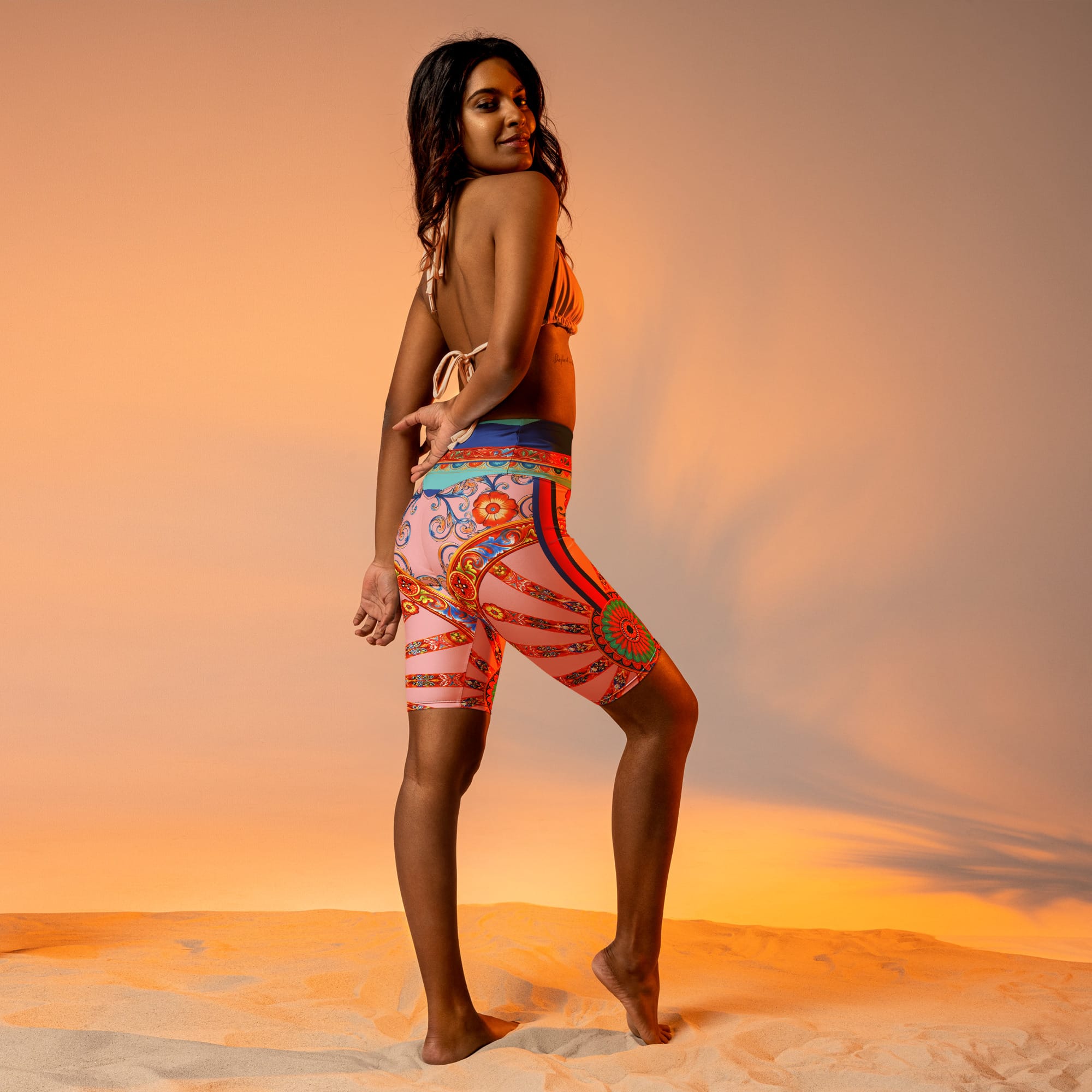 Pink Ornate Biker Shorts