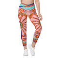 Pink Ornate Crossover Leggings With Pockets