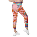 Pink Ornate Leggings With Pockets