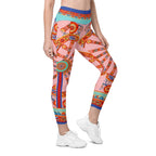 Pink Ornate Leggings With Pockets