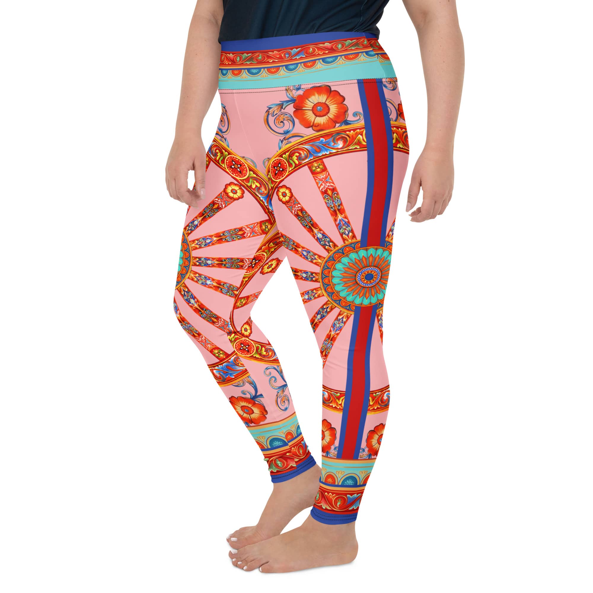Pink Ornate Plus Size Leggings