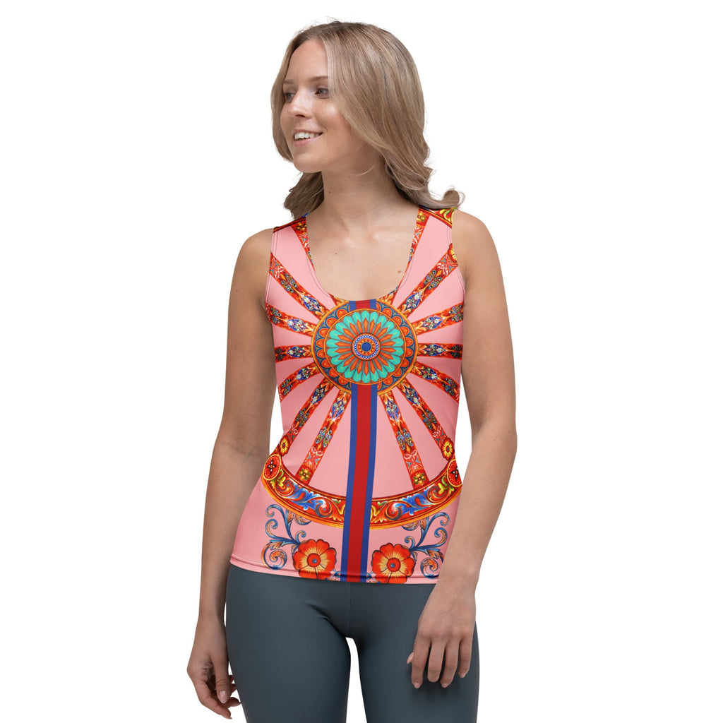 Pink Ornate Tank Top