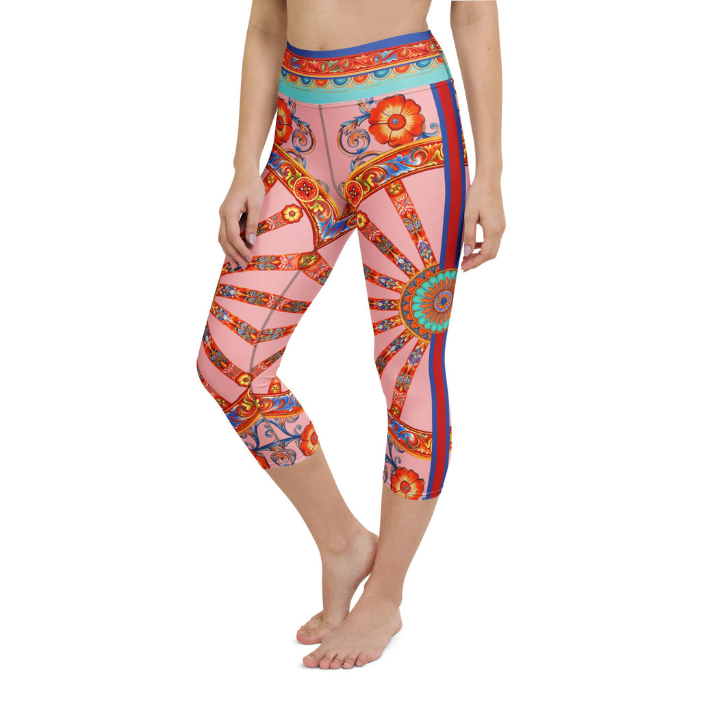 Pink Ornate Yoga Capris