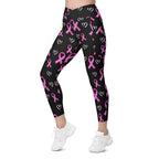Pink Ribbon Crossover Leggings With Pockets